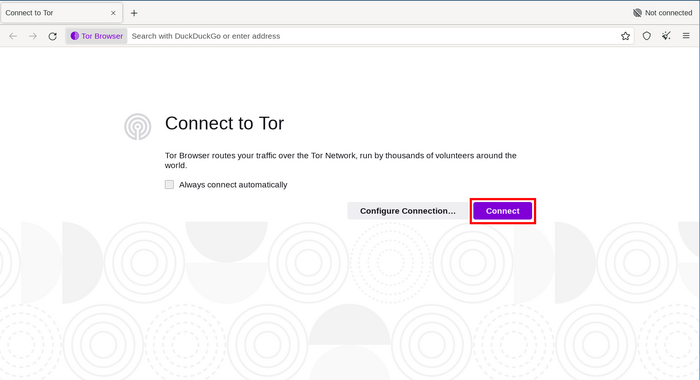 Нажмите «Соединиться» для подключения к Tor